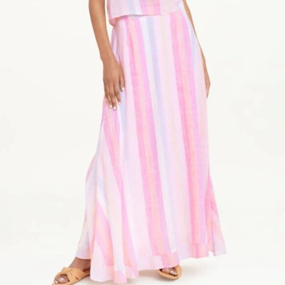 NWT Splendid Sunset Hibiscus Stripe Linen Blend Maxi Skirt size Small - Picture 1 of 6